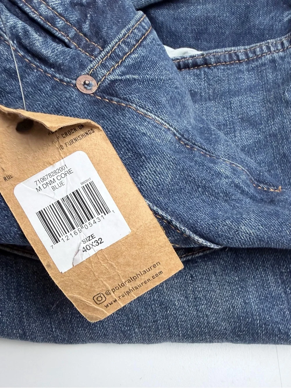Polo Ralph Lauren The Varick Slim Straight Blue Denim Jeans Size 40x32 NWT